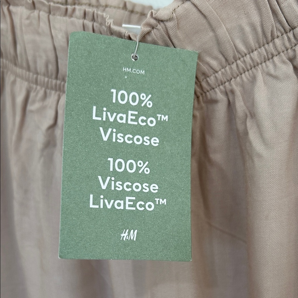 H&M Women’s Beige Elastic Waist Wide Leg Pants Size Small NWT - Picture 3 of 7